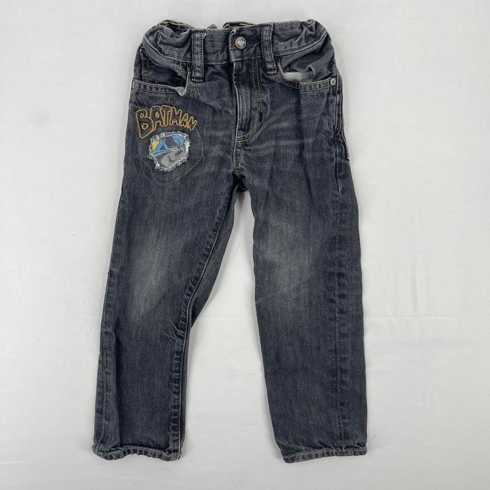 Y2K Gap x Junk Food Batman Boy's Denim Jeans Embroidered 4T Retro Cartoon Casual